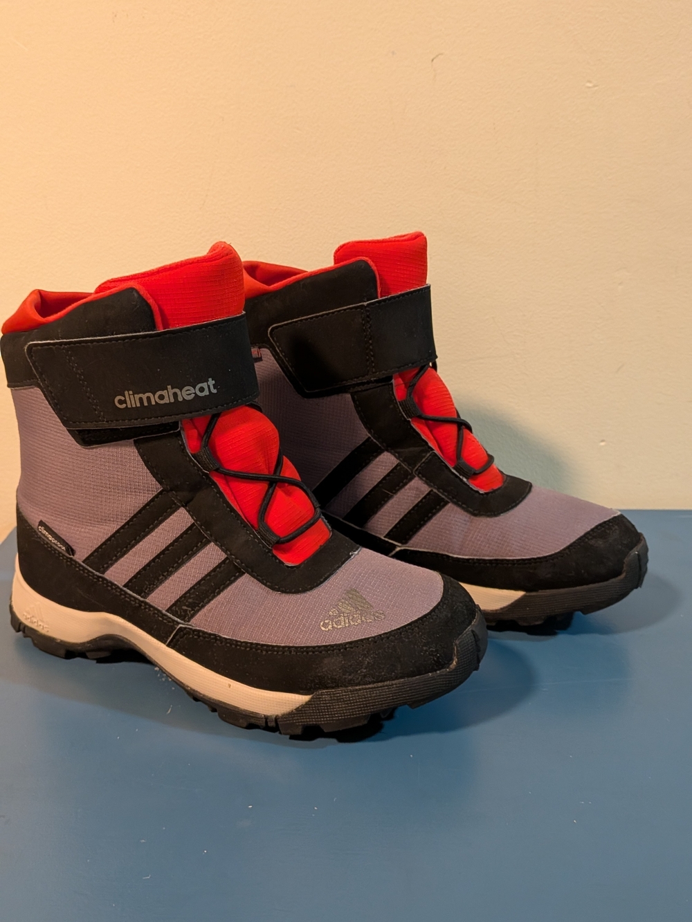 Adidas Kids Climaheat Red and Gray Winter Boots